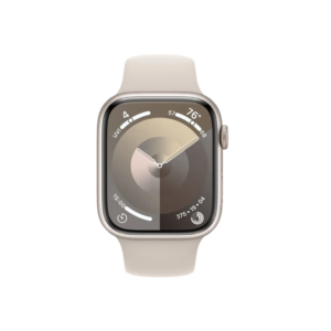 Apple Watch Series 9 GPS 45mm Starlight Aluminium Case with Starlight Sport Band - S/M  (Starlight Sport Strap, Free Size)