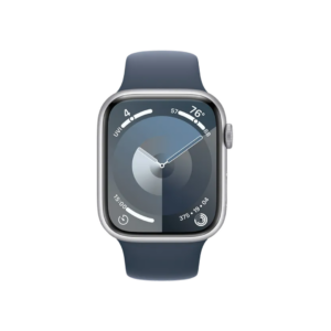 Apple Watch Series 9 GPS+Cellular with Storm Blue Sport Band - M/L (45mm Display, Silver Aluminium Case)
